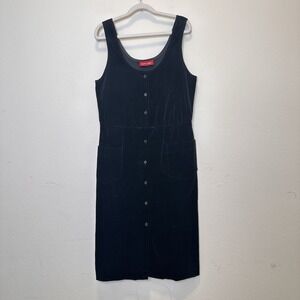 Vintage Sasson Velvet Black Jumper Dress Size 12/13 Whimsigoth Witchy Pockets